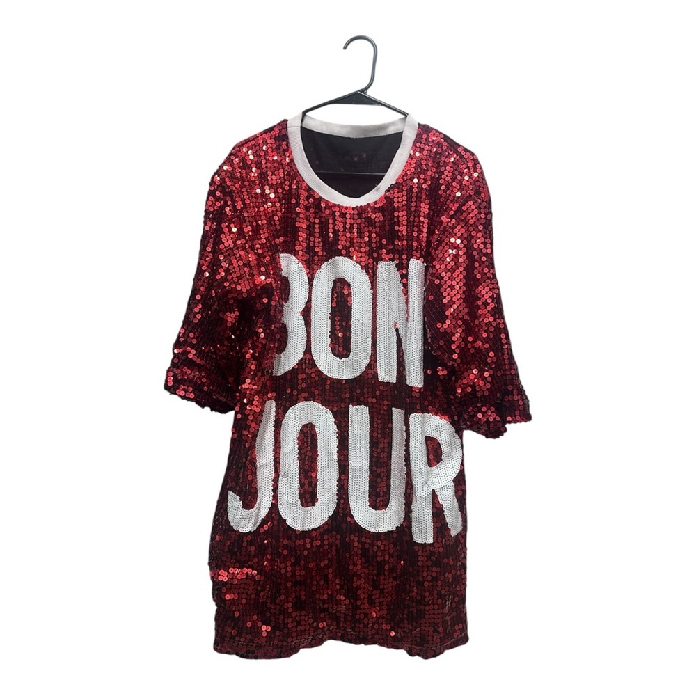 Red Sequin Bonjour Top